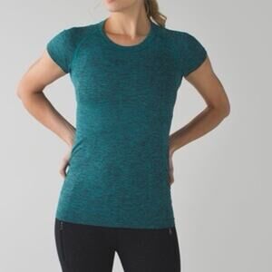 Lululemon Swiftly Tech Short Sleeve Crew Teal Heathered Athletic Shirt Size 6
